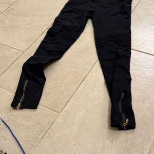 Black Moto Leggings with Gold Zippers